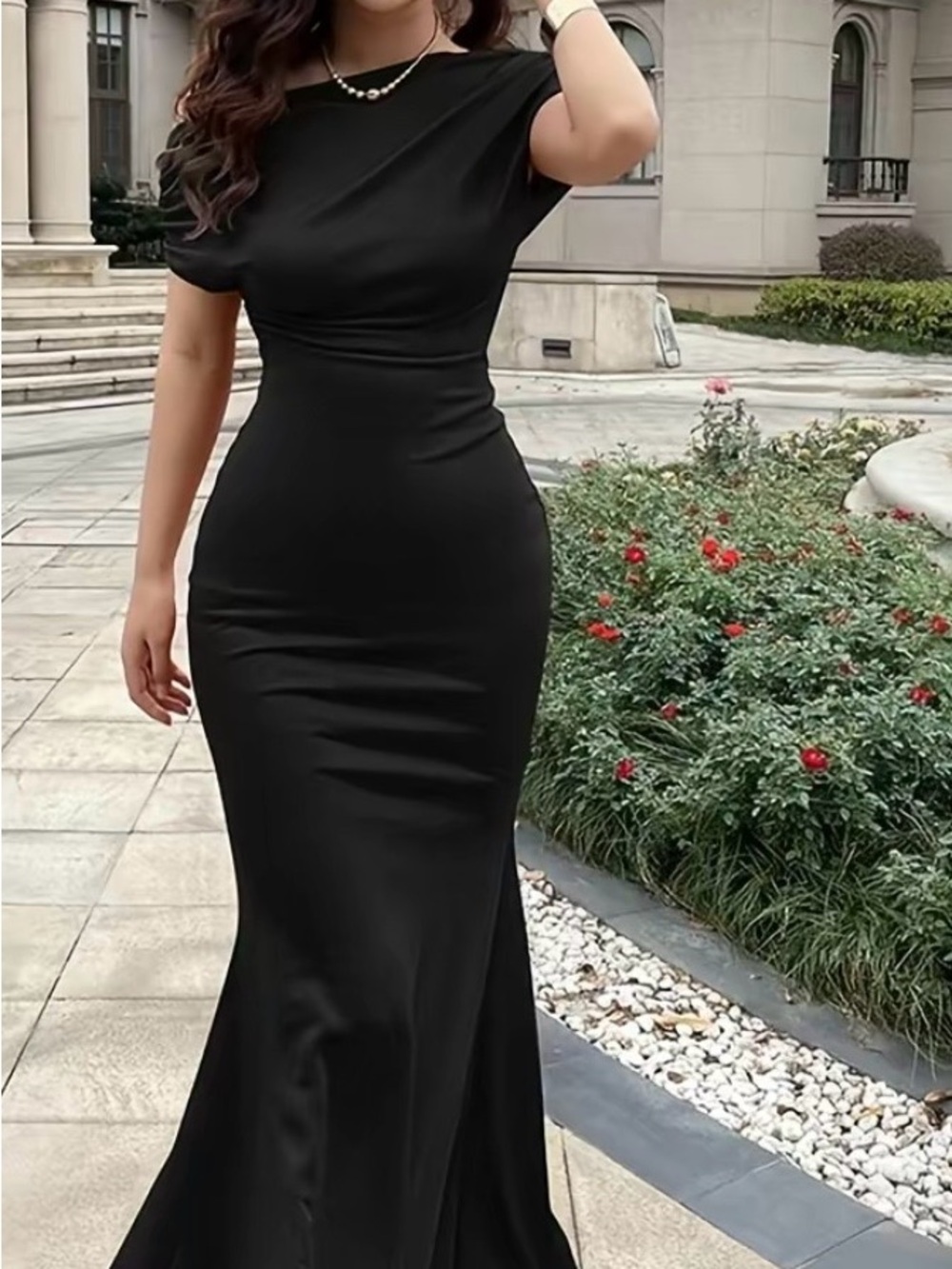 💃 Elegant Black Long Evening Dress / Large
